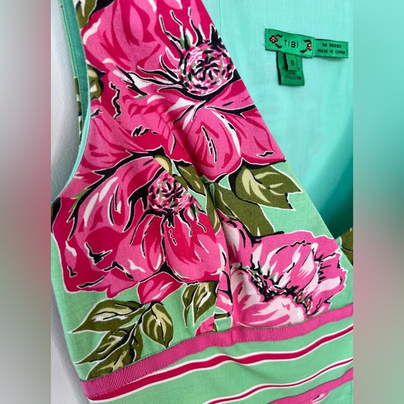 Tibi, Rose Floral Mini Dress, Sz: 0, Vintage Inspired Design, Greens/Pink/Red ๐น - Picture 6 of 13